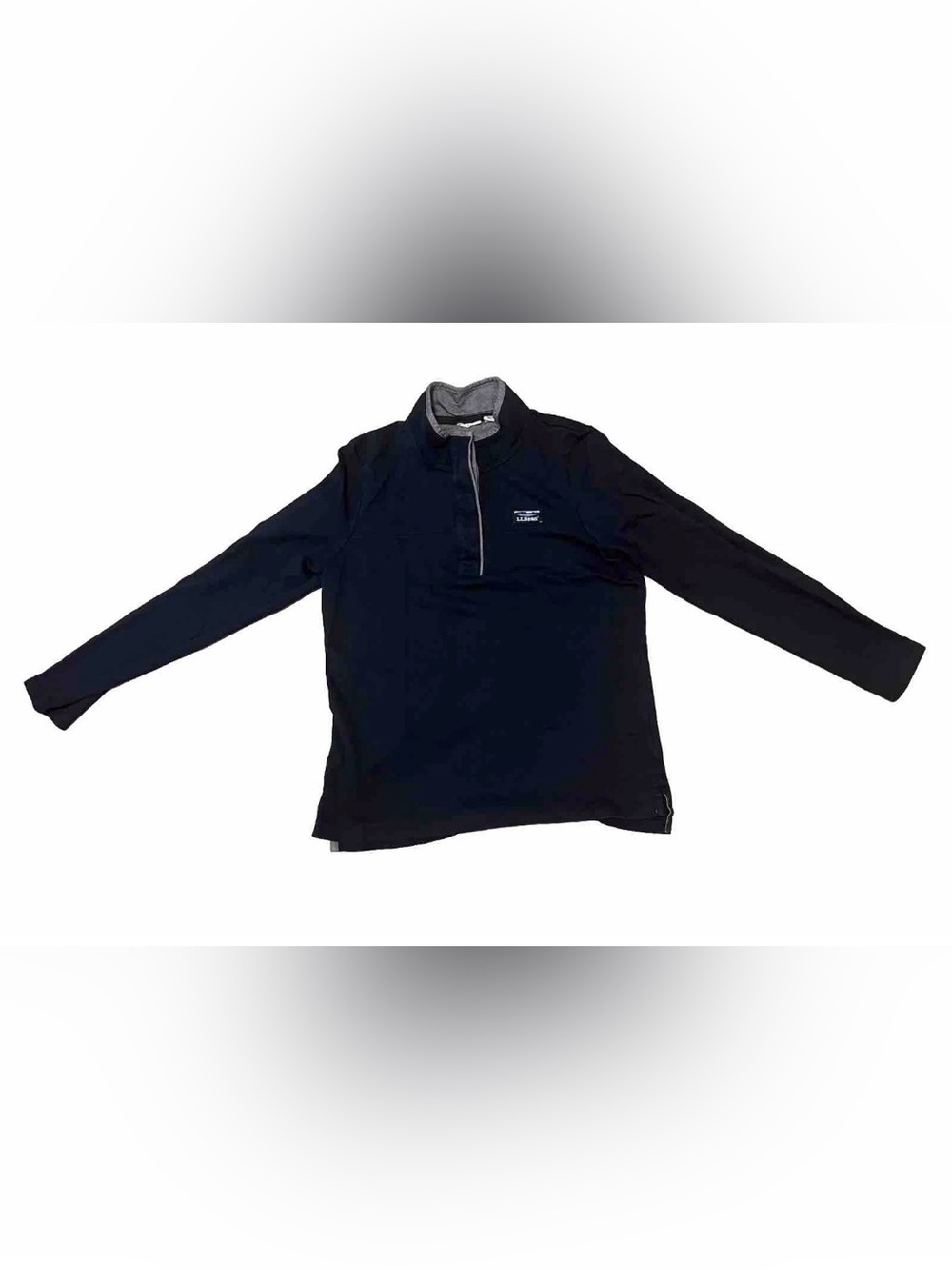 L.L. Bean Womens Navy Blue Knit 1/4 Button Pullover Sweater Sweatshirt Size S